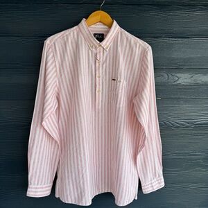 Peter England Casuals Men’s Pink White Striped Shirt  XL Smart Casual Summer